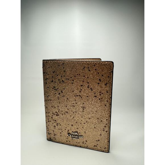 Coach Star Gold Glitter Travel Passport Holder Wallet Case - Picture 1 of 8